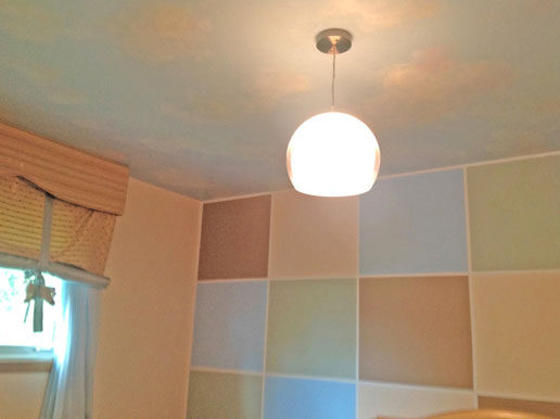 Cloud ceiling painting for nursery room with modern design, Montreal.